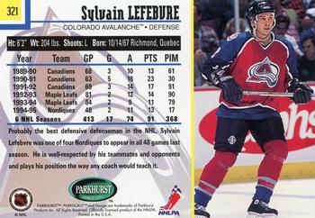 1995-96 Parkhurst International #321 Sylvain Lefebvre Back