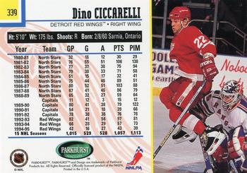 1995-96 Parkhurst International #339 Dino Ciccarelli Back