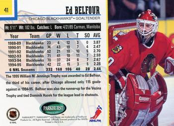 1995-96 Parkhurst International #41 Ed Belfour Back
