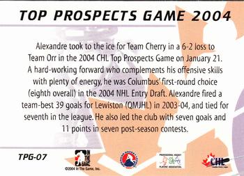 2004-05 In The Game Heroes and Prospects - Top Prospects Game 2004 #TPG-07 Alexandre Picard Back