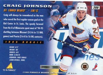 1995-96 Pinnacle #208 Craig Johnson Back