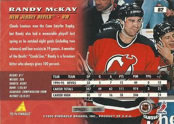 1995-96 Pinnacle #92 Randy McKay Back