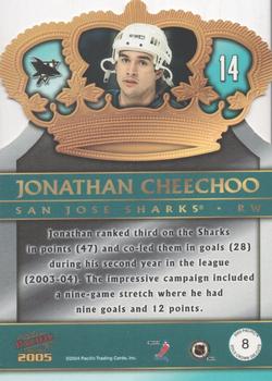 2004-05 Pacific - Gold Crown Die Cuts #8 Jonathan Cheechoo Back