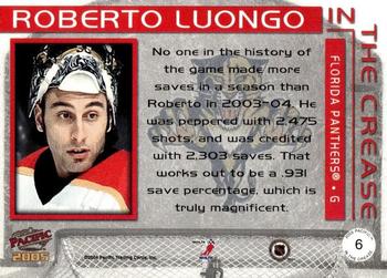 2004-05 Pacific - In the Crease #6 Roberto Luongo Back