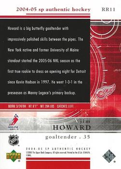 2004-05 SP Authentic - Rookie Redemptions #RR11 Jimmy Howard Back
