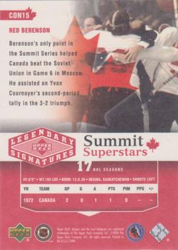2004-05 UD Legendary Signatures - Summit Superstars #CDN15 Red Berenson Back
