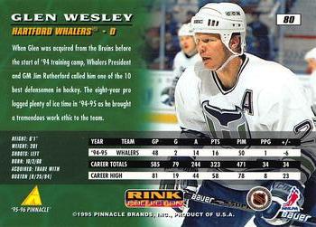 1995-96 Pinnacle - Rink Collection #80 Glen Wesley Back