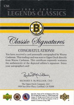 2004-05 Upper Deck Legends Classics - Classic Signatures #CS8 Wayne Cashman Back