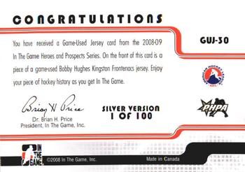2008-09 In The Game Heroes and Prospects - Jerseys #GUJ-30 Bobby Hughes  Back