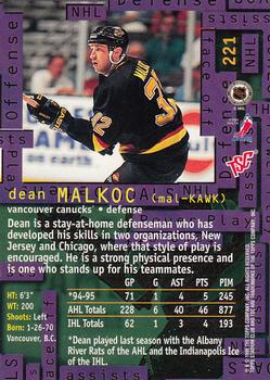 1995-96 Stadium Club #221 Dean Malkoc Back