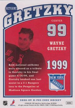 2008-09 O-Pee-Chee - Wayne Gretzky Tribute #RETGAME Wayne Gretzky Back