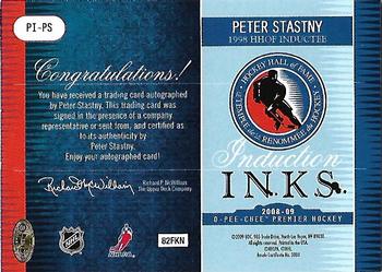2008-09 O-Pee-Chee Premier - Inductions Ink #PI-PS Peter Stastny  Back