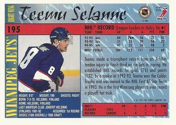 1995-96 Topps #195 Teemu Selanne Back