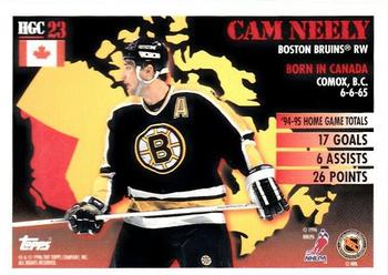 1995-96 Topps - Home Grown Canada #HGC23 Cam Neely Back