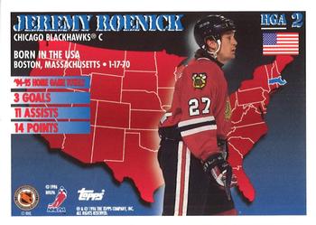 1995-96 Topps - Home Grown USA #HGA2 Jeremy Roenick Back