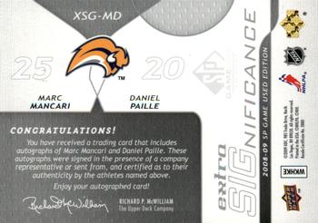 2008-09 SP Game Used - Extra SIGnificance #XSG-MD Mark Mancari / Daniel Paille  Back