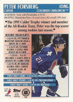 1995-96 Topps - New to the Game #10NG Peter Forsberg Back