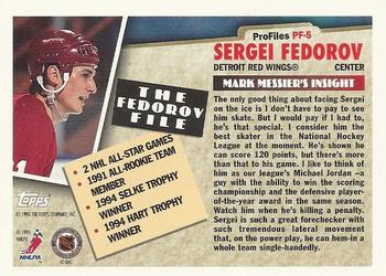 1995-96 Topps - ProFiles #PF-5 Sergei Fedorov Back