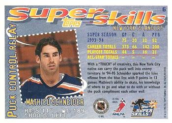 1995-96 Topps Super Skills #6 Mathieu Schneider Back