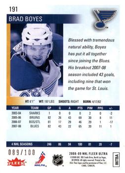 2008-09 Ultra - Ice Medallion #191 Brad Boyes  Back