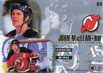 1995-96 Ultra #89 John MacLean Back