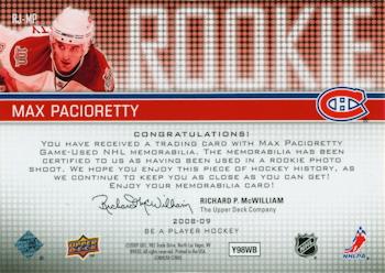 2008-09 Upper Deck Be a Player - Rookie Jerseys #RJ-MP Max Pacioretty Back