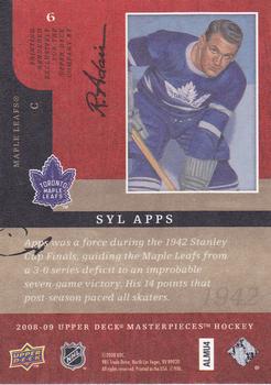 2008-09 Upper Deck Masterpieces - Brown #6 Syl Apps Back