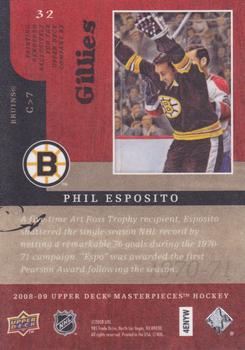 2008-09 Upper Deck Masterpieces - Brown #32 Phil Esposito Back