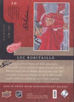 2008-09 Upper Deck Masterpieces - Brown #39 Luc Robitaille Back