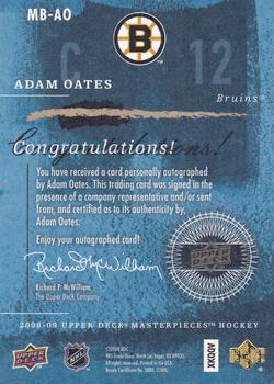 2008-09 Upper Deck Masterpieces - Brushstrokes Brown #MB-AO Adam Oates  Back