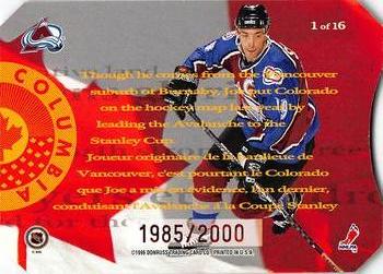 1996-97 Donruss Canadian Ice - O Canada #1 Joe Sakic Back