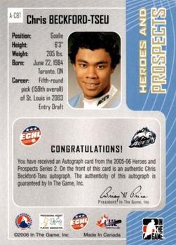 2005-06 In The Game Heroes and Prospects - Autographs Update #A-CBT Chris Beckford-Tseu Back