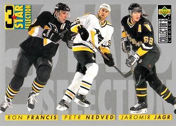 1996-97 Collector's Choice #328 Ron Francis / Petr Nedved / Jaromir Jagr Front