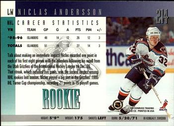 1996-97 Donruss #214 Niklas Andersson Back