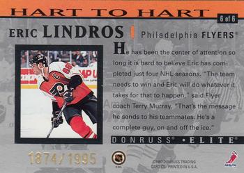 1996-97 Donruss Elite - Hart to Hart Eric Lindros #6 Eric Lindros Back