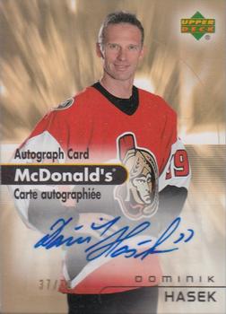 2005-06 Upper Deck McDonald's - Autographs #MA4 Dominik Hasek Front