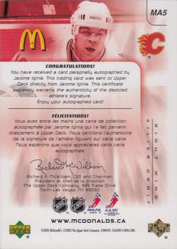 2005-06 Upper Deck McDonald's - Autographs #MA5 Jarome Iginla Back