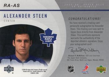 2005-06 SP Authentic - Rookie Authentics #RA-AS Alexander Steen Back