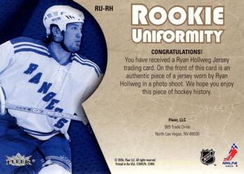 2005-06 Ultra - Rookie Uniformity Jerseys #RU-RH Ryan Hollweg Back
