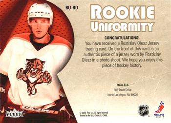2005-06 Ultra - Rookie Uniformity Jerseys #RU-RO Rostislav Olesz Back