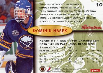 1996-97 Fleer #10 Dominik Hasek Back