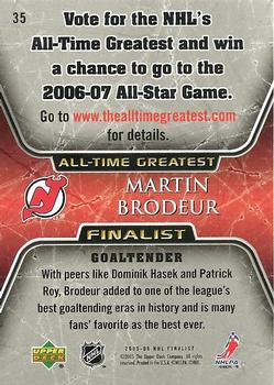 2005-06 Upper Deck - 2005-06 Upper Deck NHL All-Time Greatest Finalist #35 Martin Brodeur Back