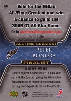 2005-06 Upper Deck - 2005-06 Upper Deck NHL All-Time Greatest Finalist #60 Peter Bondra Back
