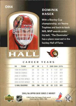 2005-06 Upper Deck - Destined for the Hall #DH4 Dominik Hasek Back