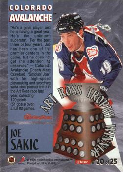 1996-97 Fleer - Art Ross Trophy #20 Joe Sakic Back