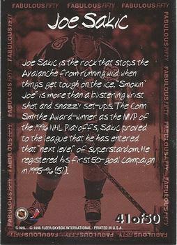 1996-97 Fleer NHL Picks - Fabulous 50 #41 Joe Sakic Back