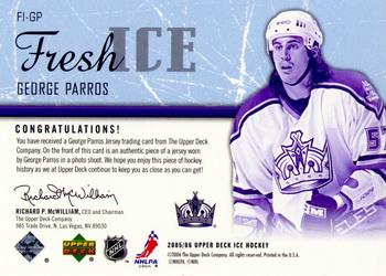 2005-06 Upper Deck Ice - Fresh Ice #FI-GP George Parros Back