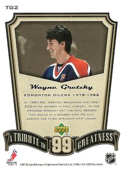 2005-06 Upper Deck MVP - A Tribute to Greatness #TG2 Wayne Gretzky Back