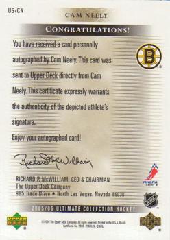 2005-06 Upper Deck Ultimate Collection - Ultimate Signatures #US-CN Cam Neely Back