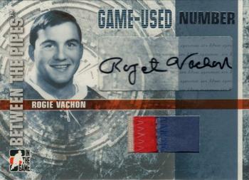 2006-07 In The Game Between The Pipes - Game Used Number Autograph #GUN-RV Rogie Vachon  Front